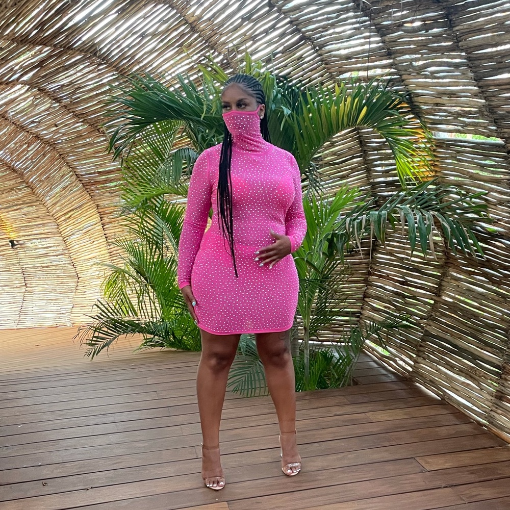 This pink dress is definitely a statement piece!